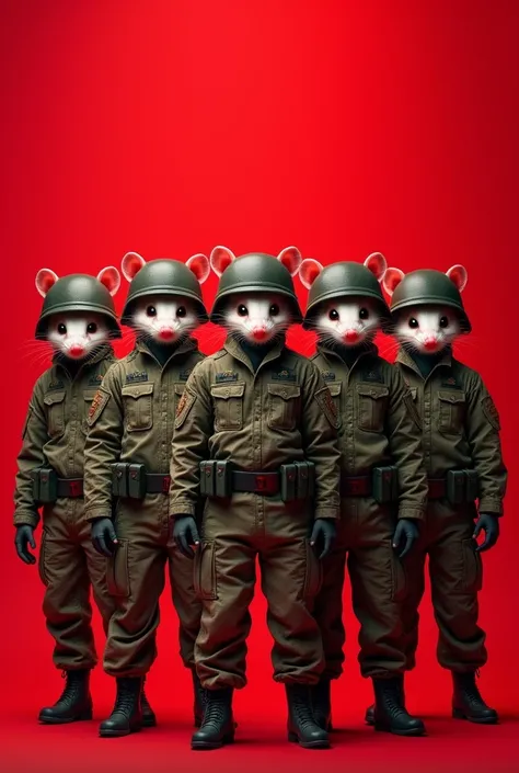 generates five military possums with a red background