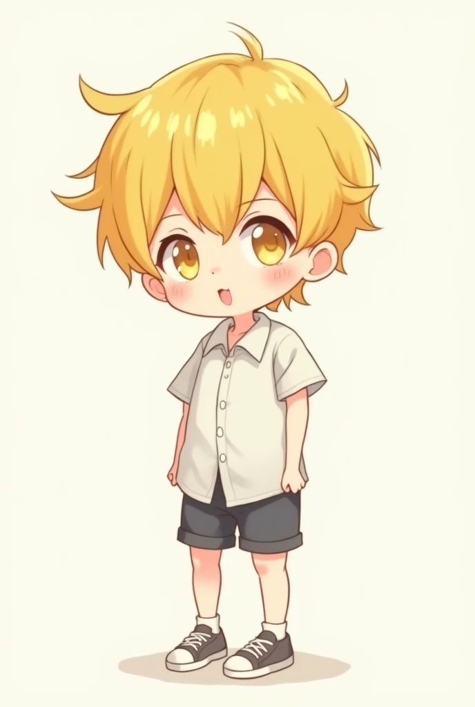 Anime cartoon of a young boy with yellow hair