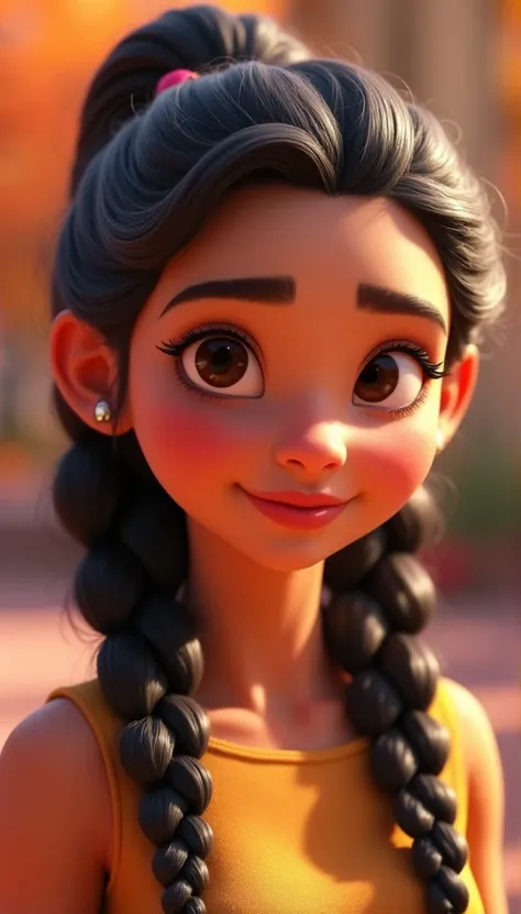 Make an avatar of a Latina woman wearing braids and make it in pixar style