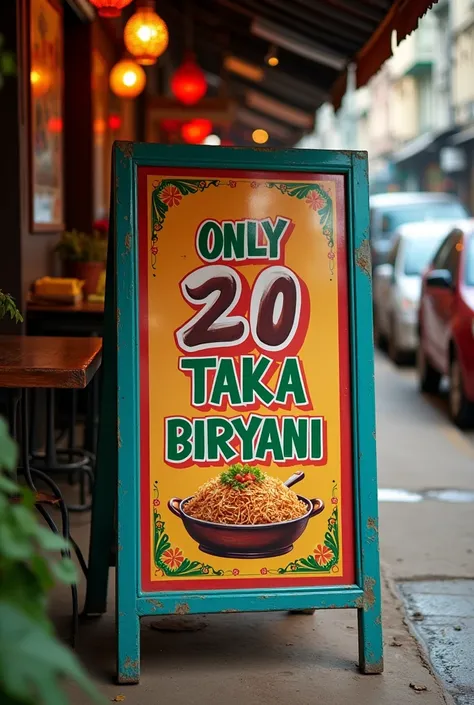 In A Bangladeshi resturent there is a signboard [Only 20 Taka Biryani]

