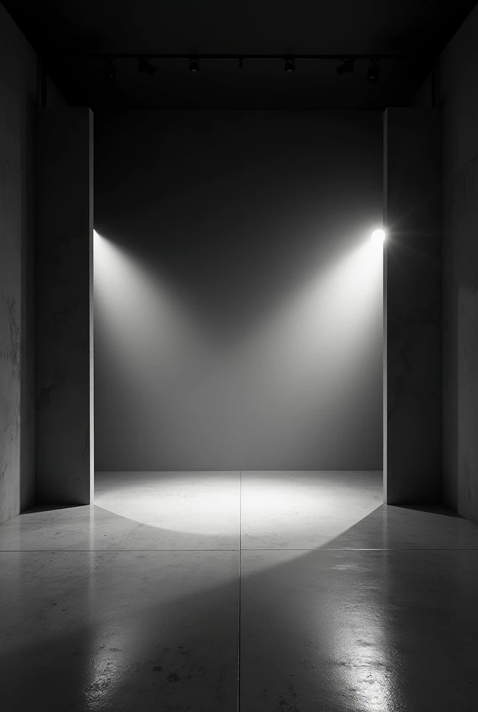 Photography studio with black and white gradient lighting with no people 