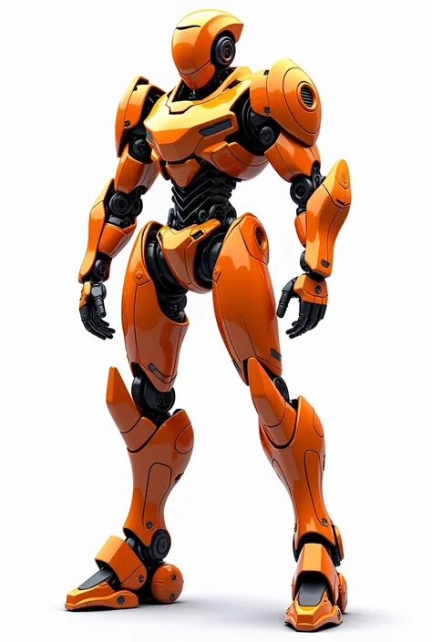 Build a robot,　orange color, white background, full-bodied, Dynamic movement