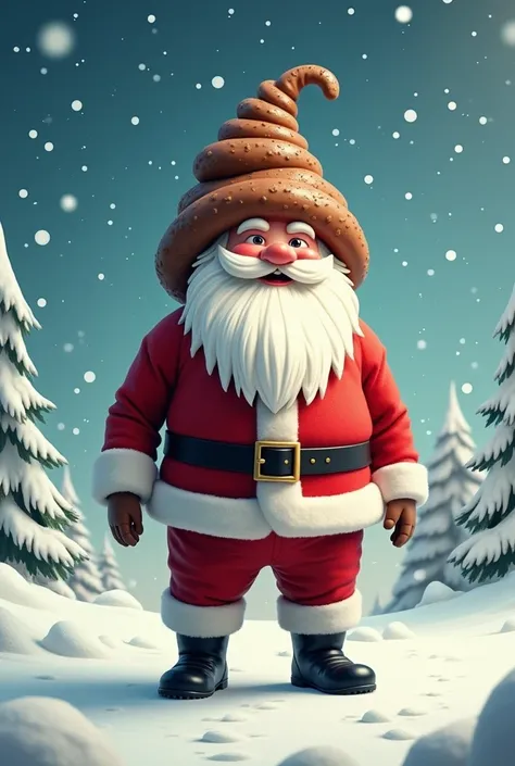 Santa Claus with a poop hat 

