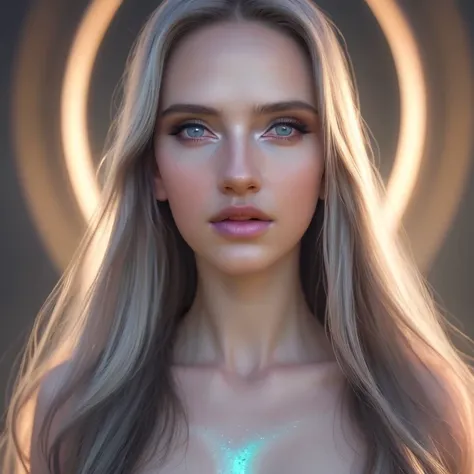 a angel celestial being con alas, highly detailed intricate features, glowing eyes, iridescent skin, flowing celestial hair, celestial patterns, ethereal and otherworldly, beautiful detailed face,8k, ultra-detailed, photorealistic, masterpiece, dynamic lig...