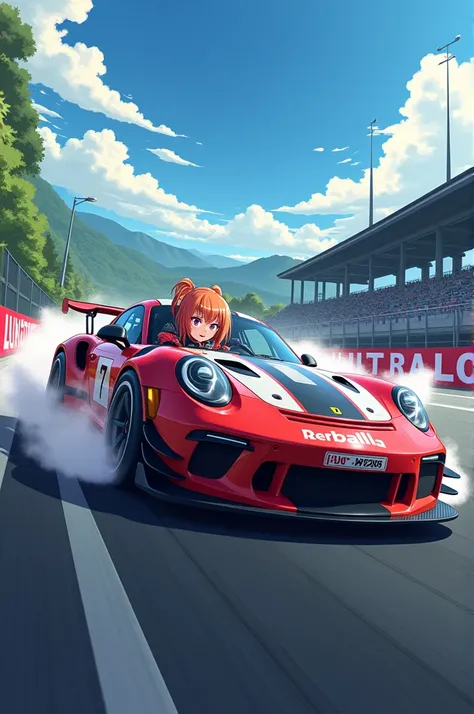 Low angle anime style racing girl