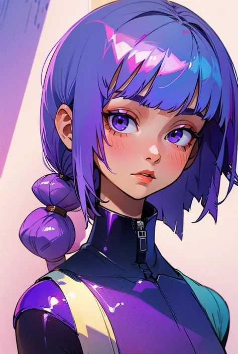 Girl with purple bob 
