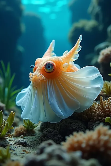 Footage of a cuttlefish changing color and texture to blend with its surroundings. Realistic 