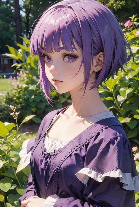 Girl with purple bob 
