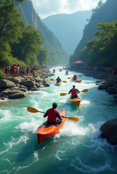 Canoeing event on the Fonce River in Santander, Colombia