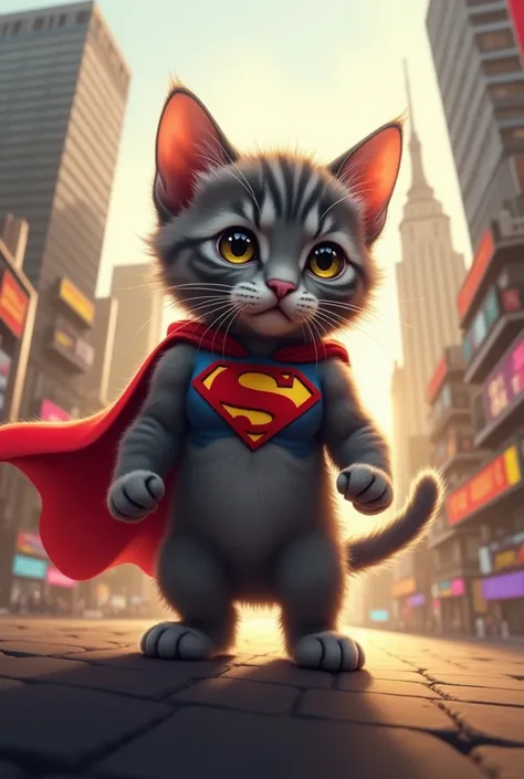 Superman in human gray kitten form 