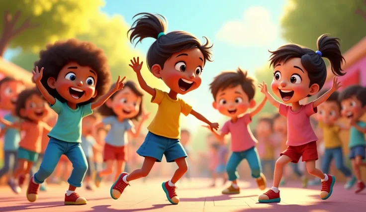 Kids happy and feet stomp stomp. Animation cartoon 