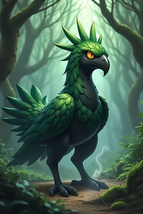 creates the final stage of a dark grass-type starter Pokémon based on a parrot