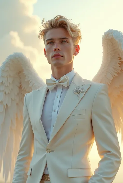 A male angel in white tuxedo
