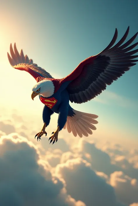 I want an eagle with Superman&#39;s features and costume flying through the sky