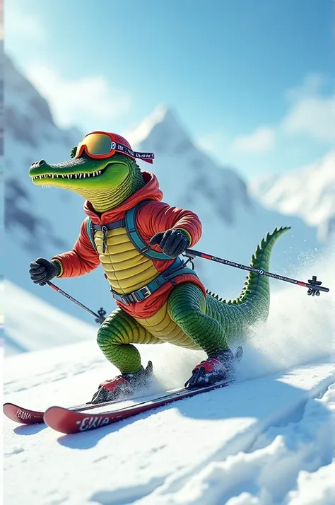 Skiing alligator