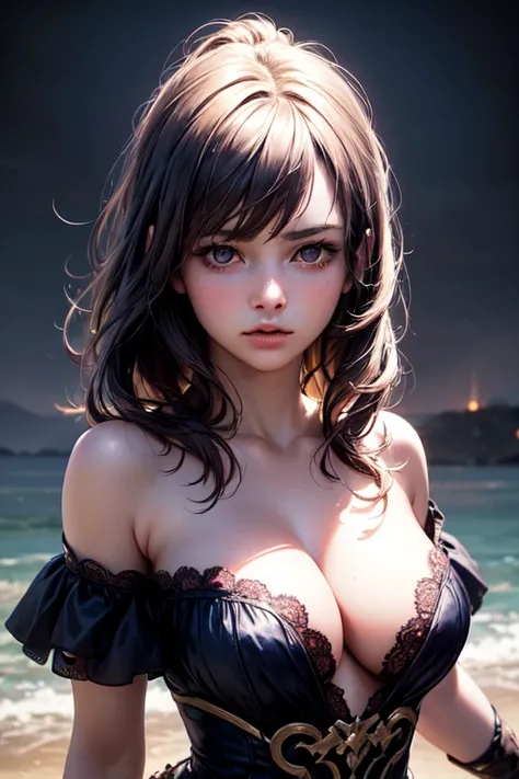 Highest quality, Ultra-high resolution, (Realistic:1.4), RAW Photos, Kawaii Girl, Beautiful face in every detail, High resolution detail of human skin texture), ((Highest quality)), (detailed), Perfect dynamic composition, cleavage, The optimal ratio is fo...