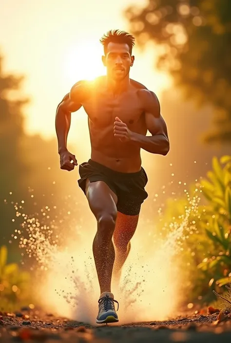  Feel the power in every drop Create an advertising image of a person running who drank Dos Pinos semi-skimmed milk