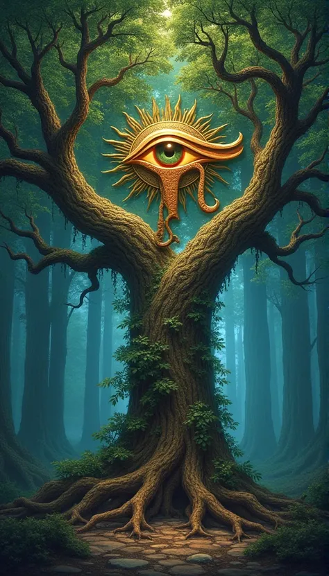 Create a drawing with the eye of horus in the tree of life