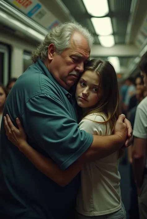 old fat stepfather  hugs a 14 yr  high school girl debtrom behind on a train , erotic 