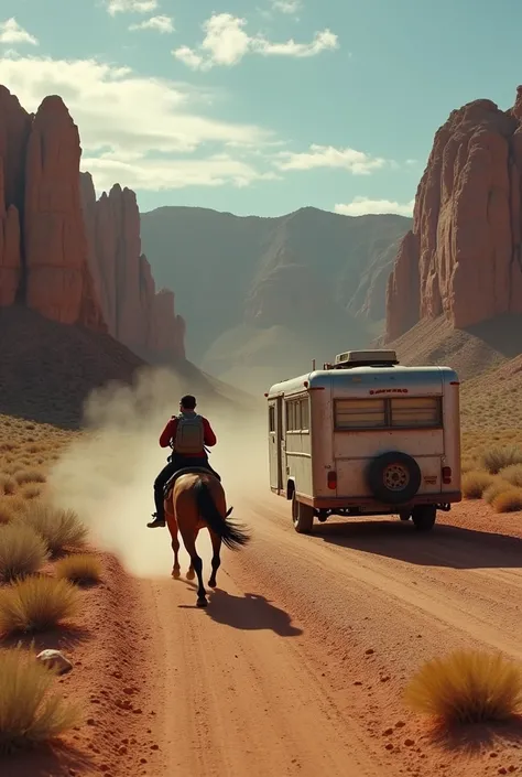 Red Rock Canyon,Footage from a drone,Pilot,Joshua Tree,The trailer runs,Mustang runs