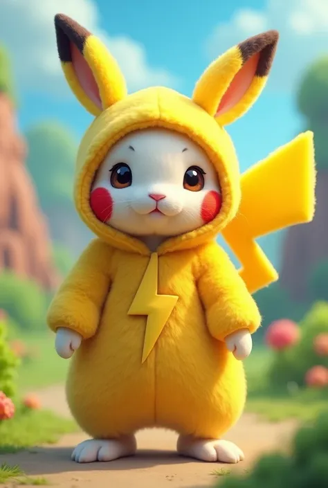 Bunny wear pikachu clothes