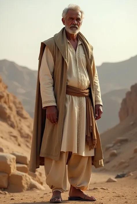 A man wearing skin kameez shalwar with skin coat