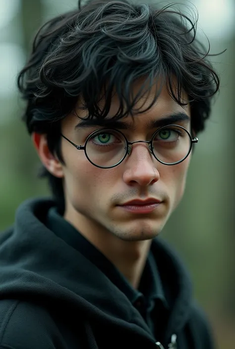 Harry potter exactement comme il est decrit dans les livres :Garçon sorcier de 21 ans. Cheveux noirs mal coiffés. Yeux verts en amande. Visage fin. Fines lunettes rondes. Cicatrice sur le front en forme déclair. Visage masculin un peu renfrogné. Style real...