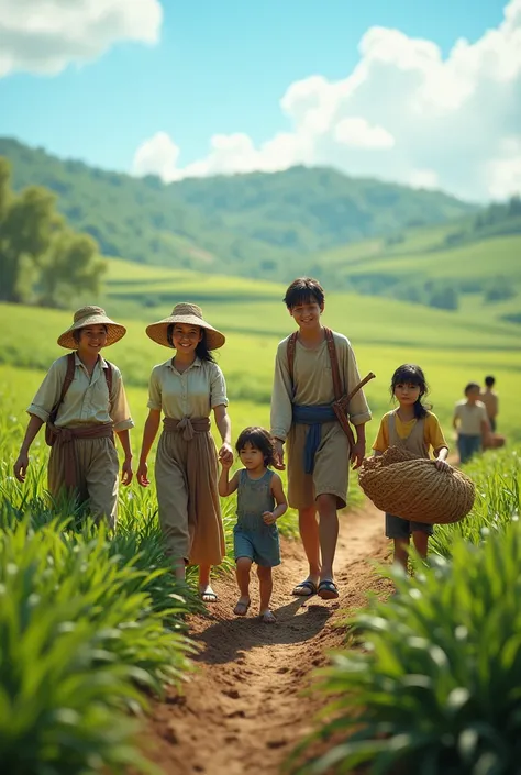 An image of children and adults enjoying a clean and healthy landscape, symbolizing a sustainable future.And that they are peasants, that they are in a field. And you have to be real field personnel 