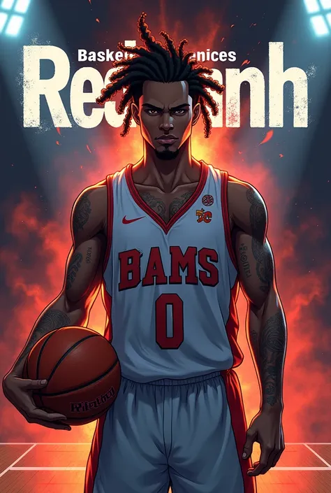 A novel format picture cover for NBA basketball story. Mc is a male, with neatly braided hair, and tattoed arms, brown skin and hes handsome but retains a cold intensity. His name is Elijah and his jersey number is 0

The title of the story, Redemption is ...