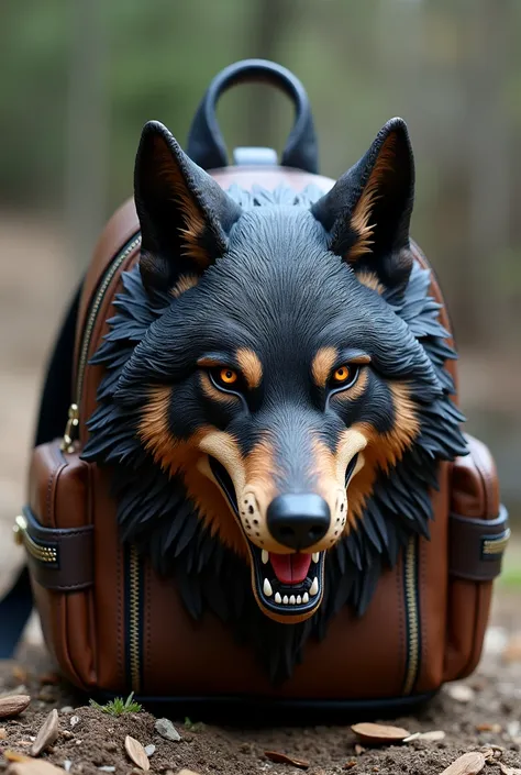 Men&#39;s 3D Wolf Head Design Small Leather Backpack
