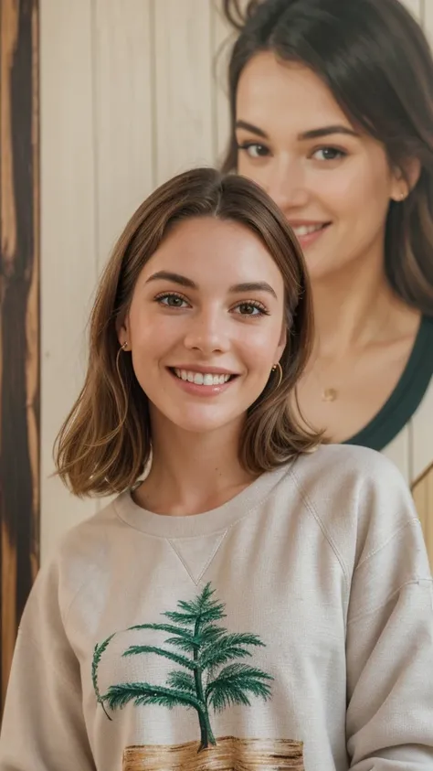 closeup headshot of S470_LillyBell,an attractive woman,in front of a (painted wood wall:1.1),wearing a (crewneck),(smiling),(4k, RAW photo, best quality, 50mm, depth of field, ultra high res:1.1),(intricate, photorealistic, cinematic-shot, masterpiece, ult...