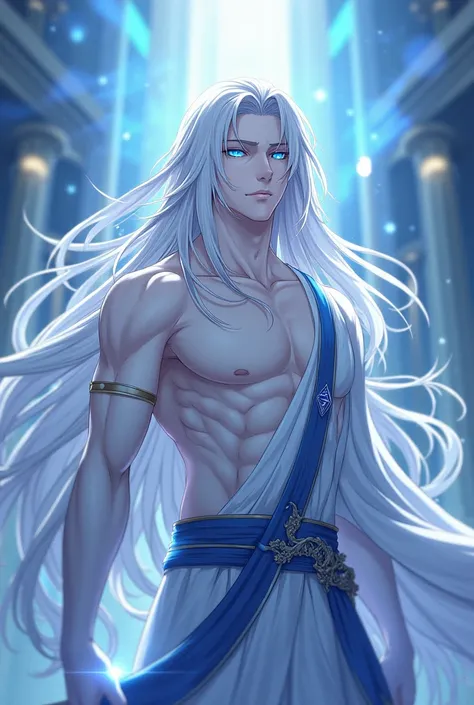 Valars appearance is striking, reflecting his celestial heritage. His skin is a pale, almost ethereal white, and his eyes are a piercing shade of sapphire blue. His hair is long and flowing, often cascading down his back in a waterfall of silver. His physi...