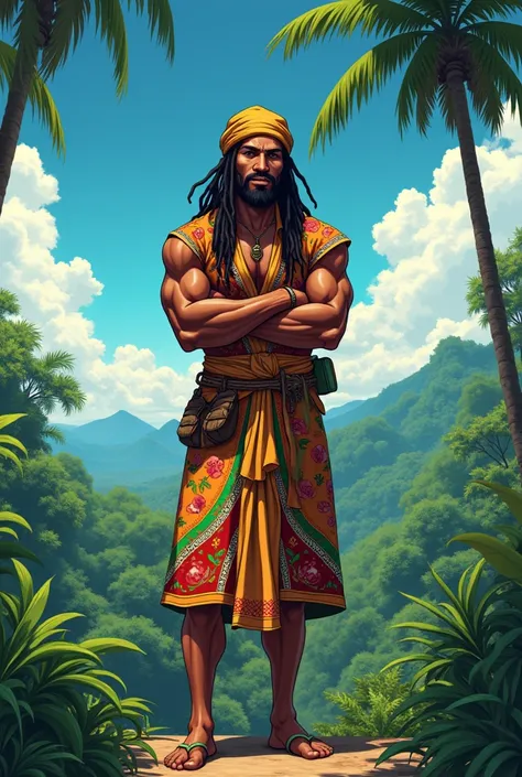 FULL BODY RASTAFARI, BROWN SKIN, JAMAICA, 40 YEAR OLD ANIME MODEL