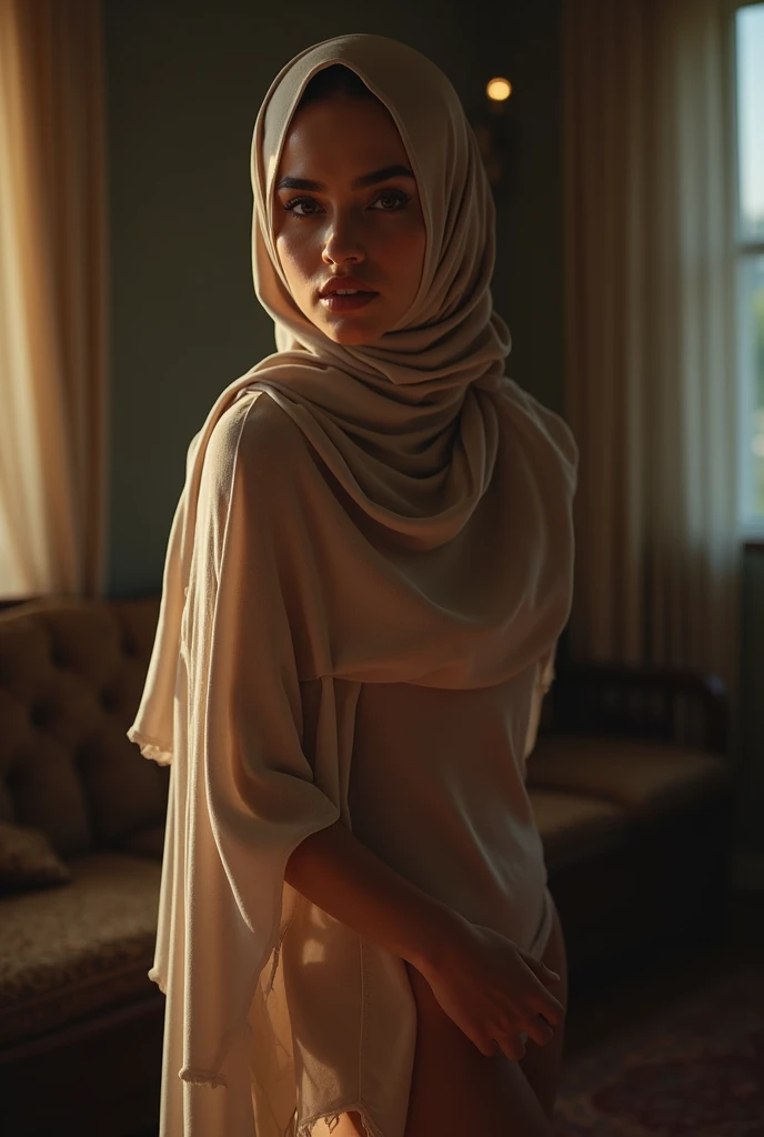 Beautiful woman,milf , naked , hijabi , indoors soft light 