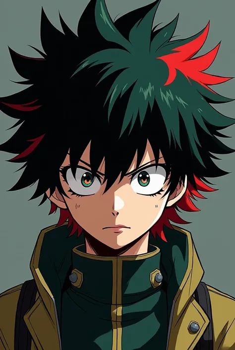 Deku if his hair was black hair with red streaks