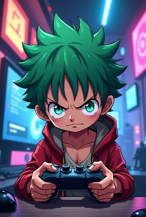 Zoro one piece Anime male chibi with gamer 