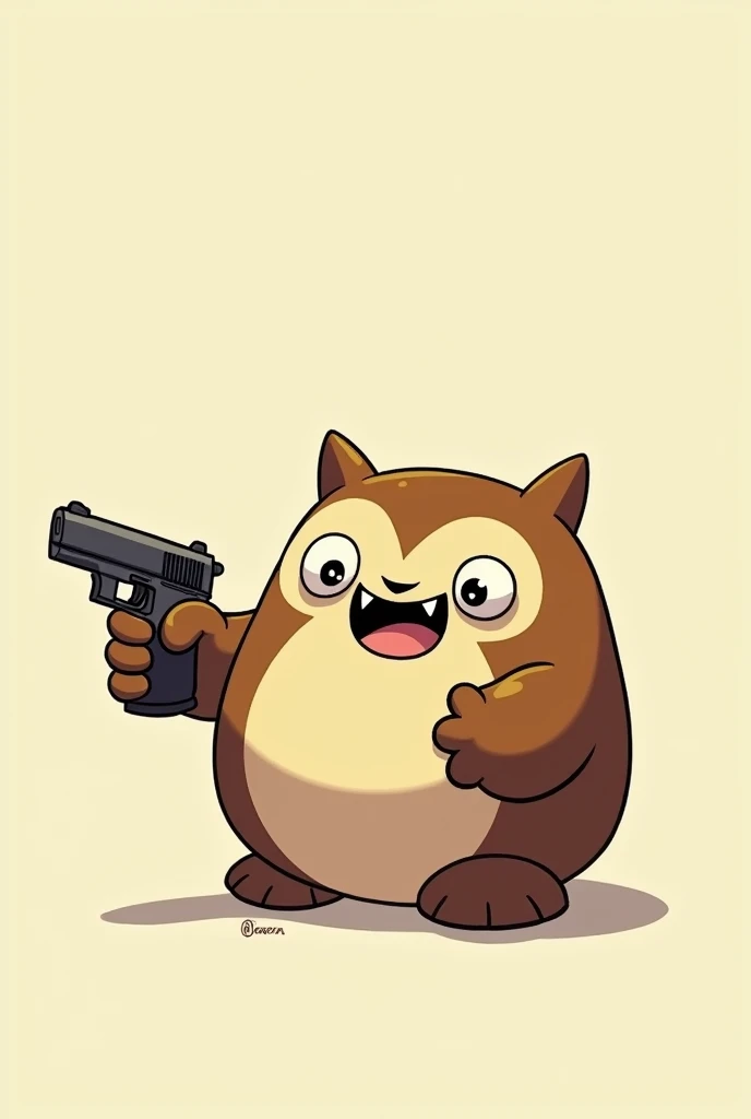 Pou with gun