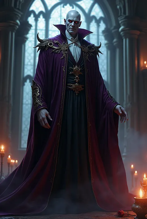 Vampire father, with black and purple tunic, 