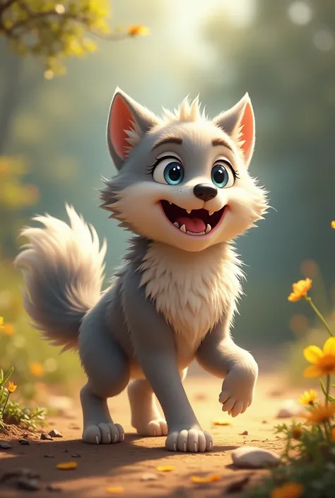 Little wolf laughing 