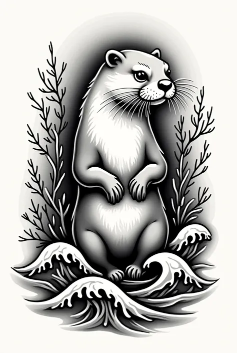 generate me drawings of an otter but make it Traditional Tattoo