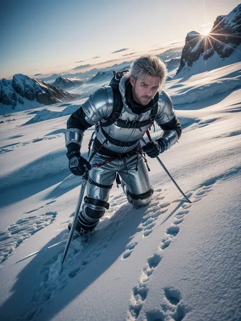 a nordic style ice axe, highly detailed, ultra-detailed, 8k, photorealistic, professional, studio lighting, physically-based rendering, sharp focus, vivid colors, intricate details, frozen landscape, snow, ice, crystal clear, cold, winter, mountaineering, ...