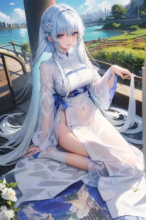 Official Art, masterpiece, Clear focus, (Beautiful, Beautiful and cute Korean woman:1.3), (Beautiful and cute Korean:1.3), Korean beauty, 精致Beautiful头发、Eyes and face, Actual super detailed, Beautiful女孩, Blue sky, Glowing white particles, (Side Light:1.2), ...