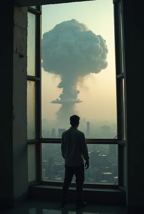 Une explosion atomic vue d’un building . Sans personne pour la voir. Qualité Photo taille carré Instagram publication 