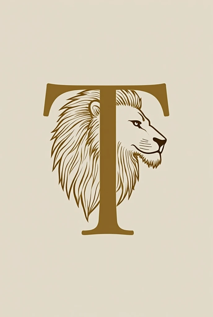 Use letters to create a logo. Use the English letter T..n.T has a lion&#39;s head in the logo too, gold letters, lion&#39;s head line drawing.