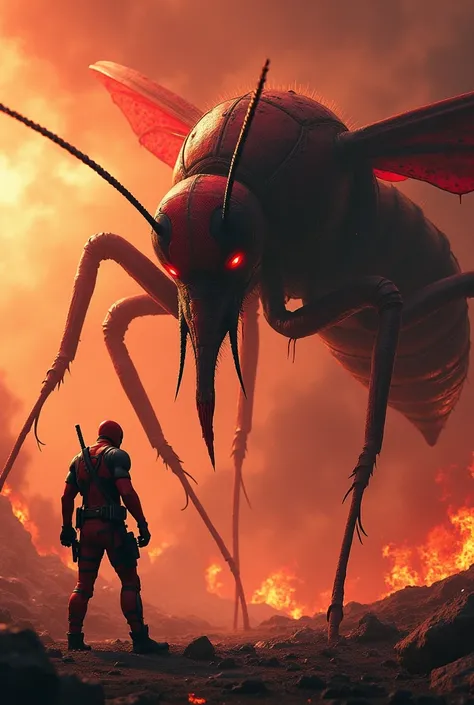       A fiery atmosphere everywhere bloody big mosquito and Deadpool combine 