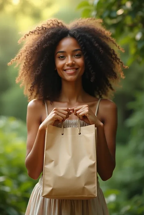 Beautiful woman with eco bag