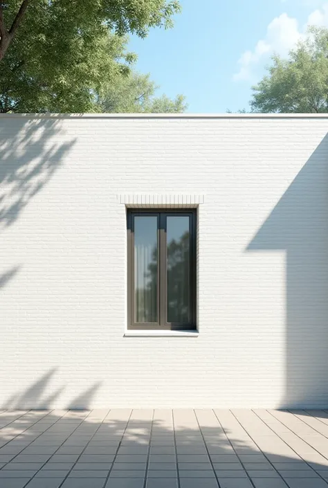 a white bricks exterior wall with a one us style square  window in the middle Houston Texas