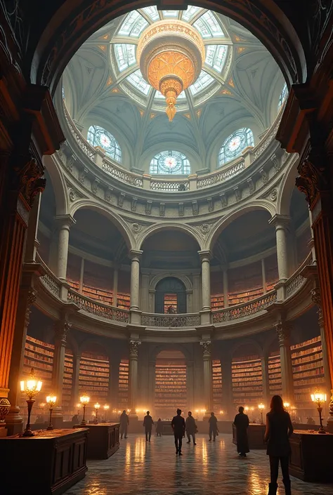 Interior of a dome-shaped library 