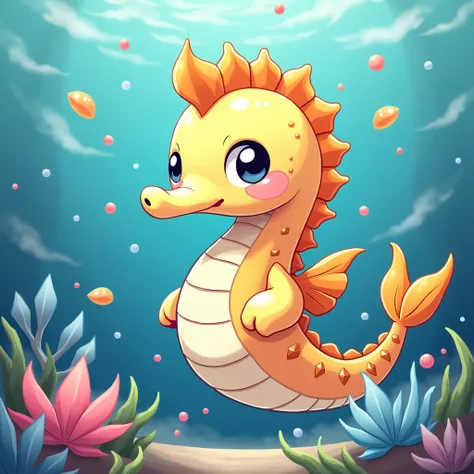 (Best Quality,Extremely detailed depiction,Incredible high resolution),Deformed Character,Seahorse,Mascot character,cute,background:SeaArt logo:1.3,High quality anime,