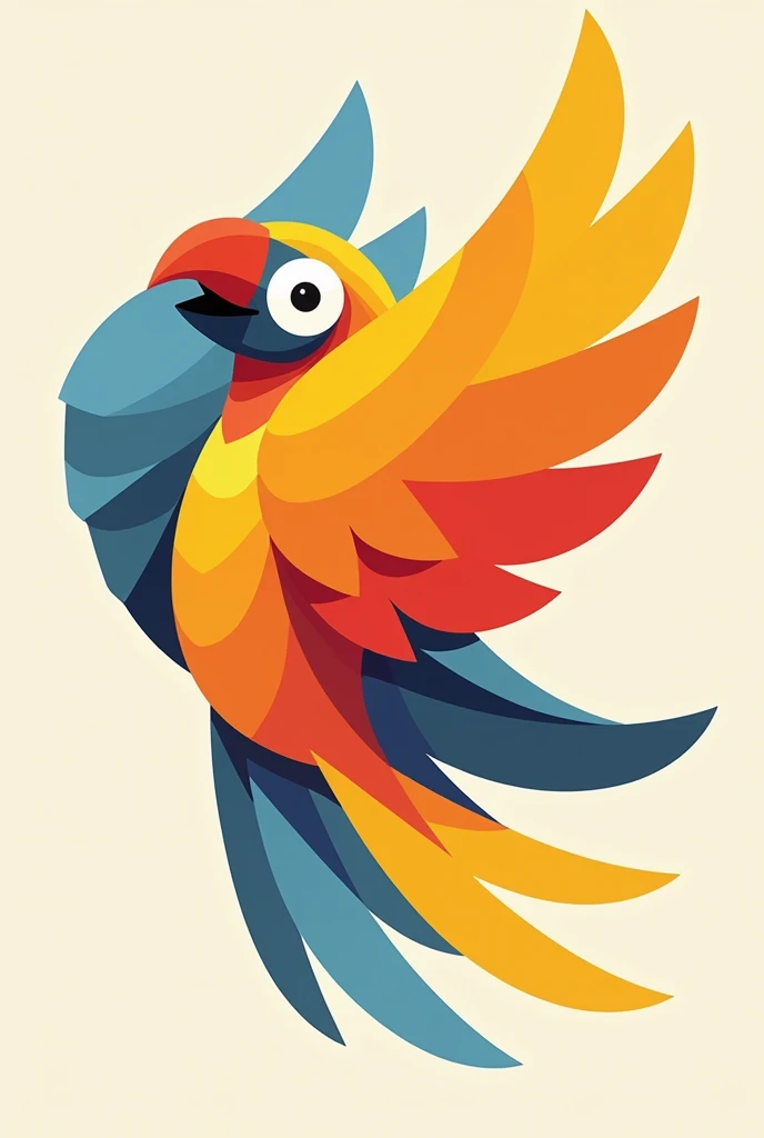 Easy drawing using primary colors (red, yellow, blue)  parot
